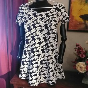Divided Black & White Floered Dress Size 6